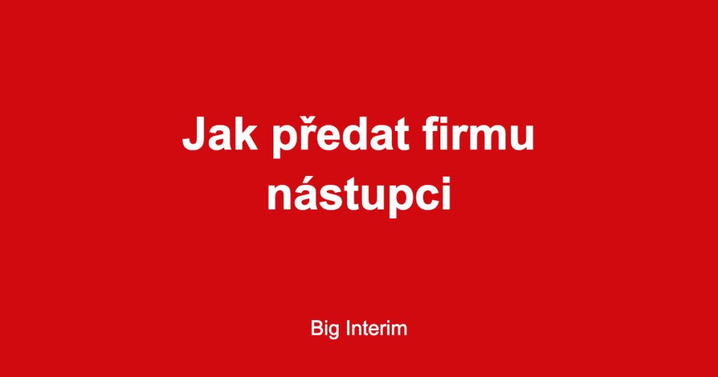 Titulek článku Jak předat firmu nástupci – Big Interim