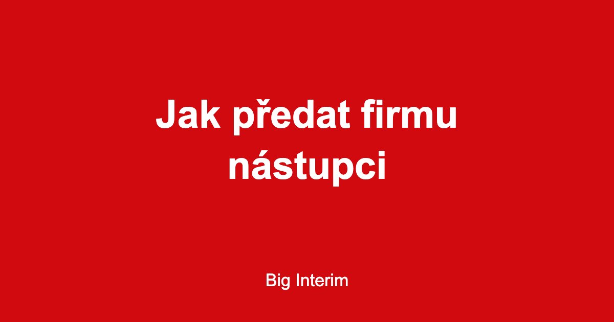 Titulek článku Jak předat firmu nástupci – Big Interim